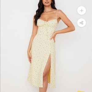 Lilifairy lace-up split floral print midi dress